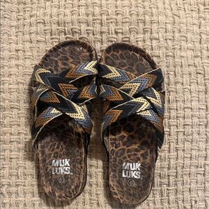 Muk Luks Braided Leopard Sandals